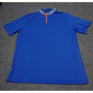 Wears Woody Shirt Mens XL Blue Blaze Mini Zip Polo 4 Stripe Collar UPF 5 Bamboo